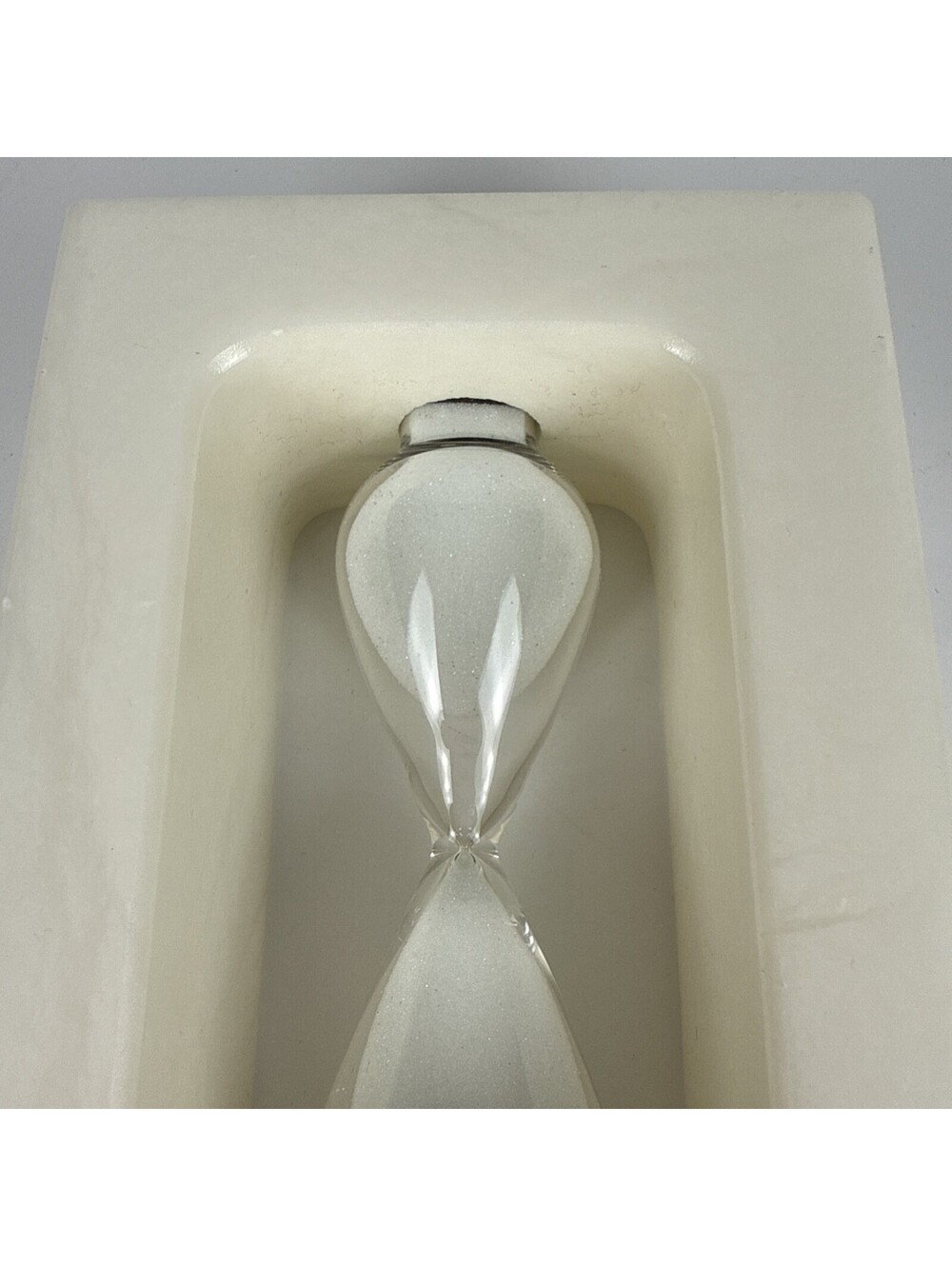 Modern Ivory Hourglass Timer • Rectangular Stone Frame Sand Timer Decor - Picture 9 of 9